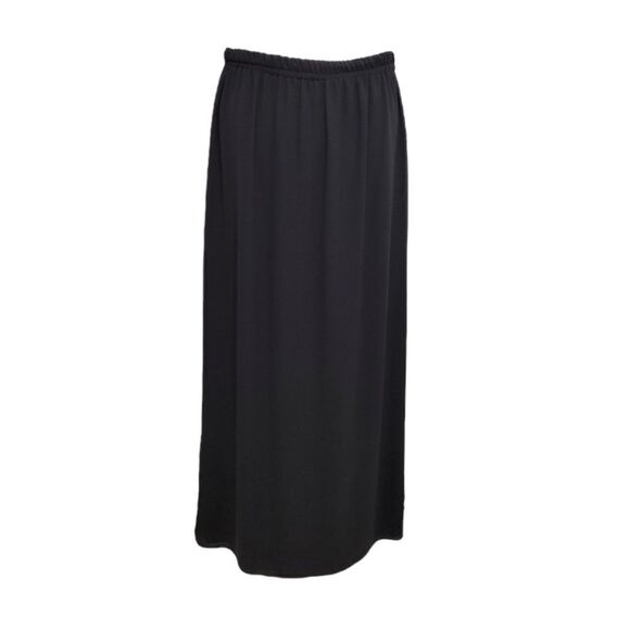 VINTAGE 80s skirt black pull on‎ long maxi chiffon goth S - Picture 1 of 10